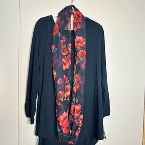 Alyx Red and Black Floral Scarf
